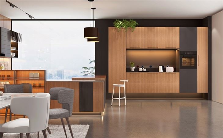 Vertical Grain Kitchen Cabinet